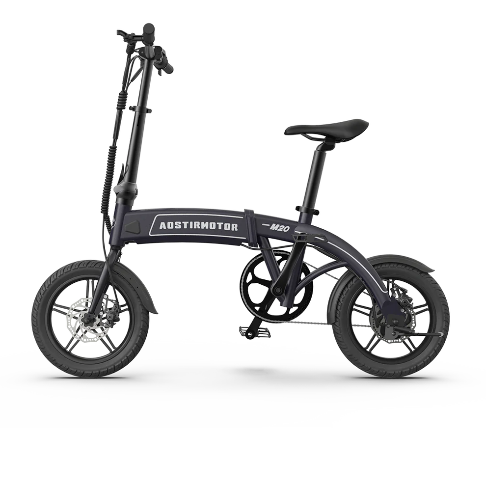 AOSTIRMOTOR M20 350W Folding Electric Bike for Adults , 14" Tire, with 36V 7.5AH Lithium Battery, Travel Up to 30 Miles, Max Speed Up to 17 MPH (Grey)