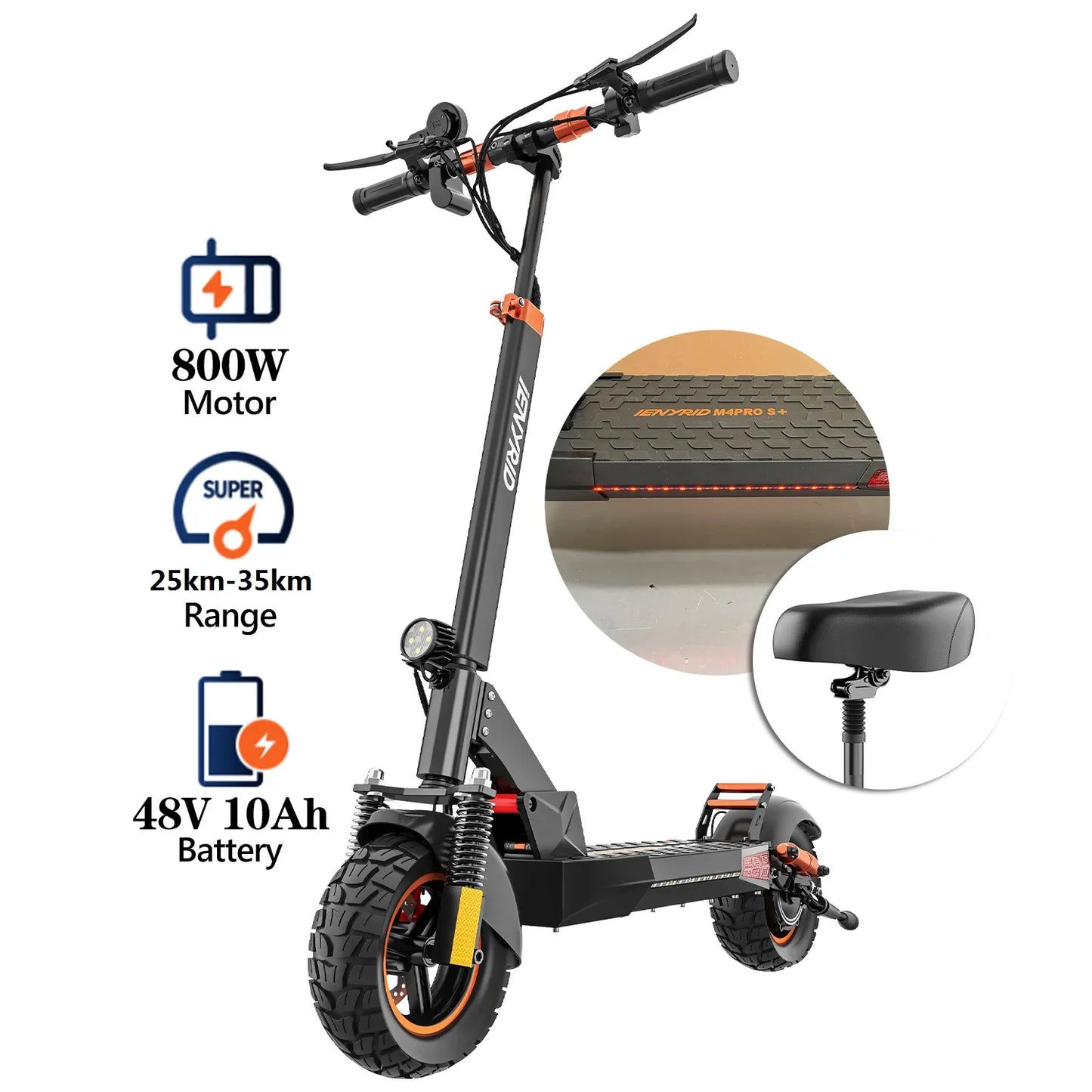 iENRYD M4 Pro S+ 800W Folding Electric Scooter for Adults , with 48V 16AH Battery, Travel Up to 31 Miles, Max Speed Up to 28 MPH