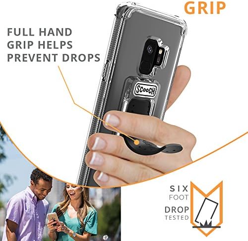 Scooch Wingman | Kickstand Case for Samsung Galaxy S9+ Shockproof Protective Cover (Clear)