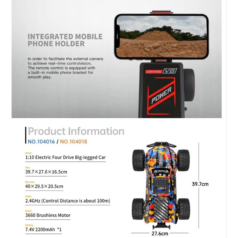 Wltoys 104016 1/10 2.4G 4WD 55KM/H Brushless High Speed RC Car Vehicle