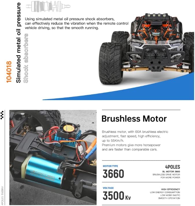 Wltoys 104016 1/10 2.4G 4WD 55KM/H Brushless High Speed RC Car Vehicle