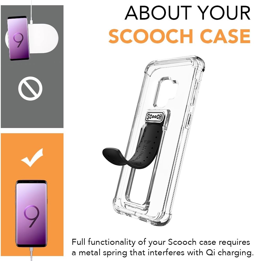 Scooch Wingman | Kickstand Case for Samsung Galaxy S9+ Shockproof Protective Cover (Clear)