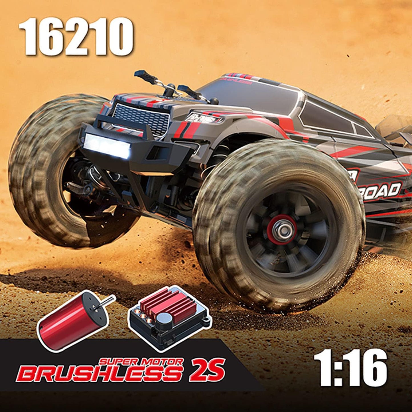 Hyper Go MJX 16210 RC Truck, 1/16 Brushless Off-Road 45km/h, 4WD