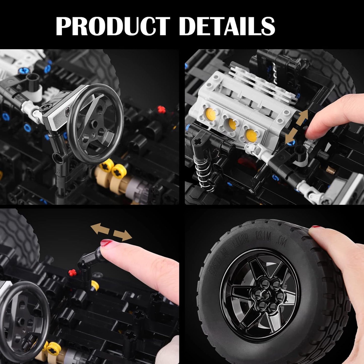 Mould King 13124D Jeep Wrangler Rubicon RC Car with 2078 pieces