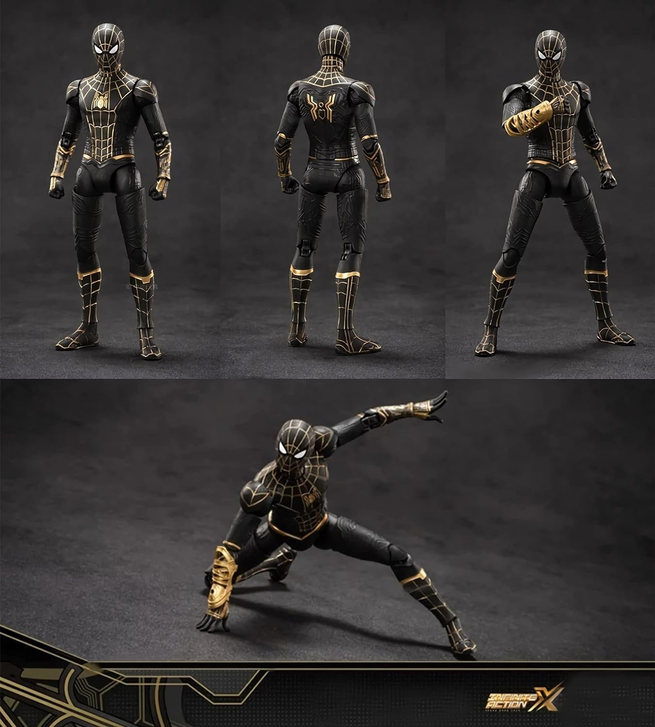 Marvel Spiderman Black & Gold Suit Collectible Action Figure