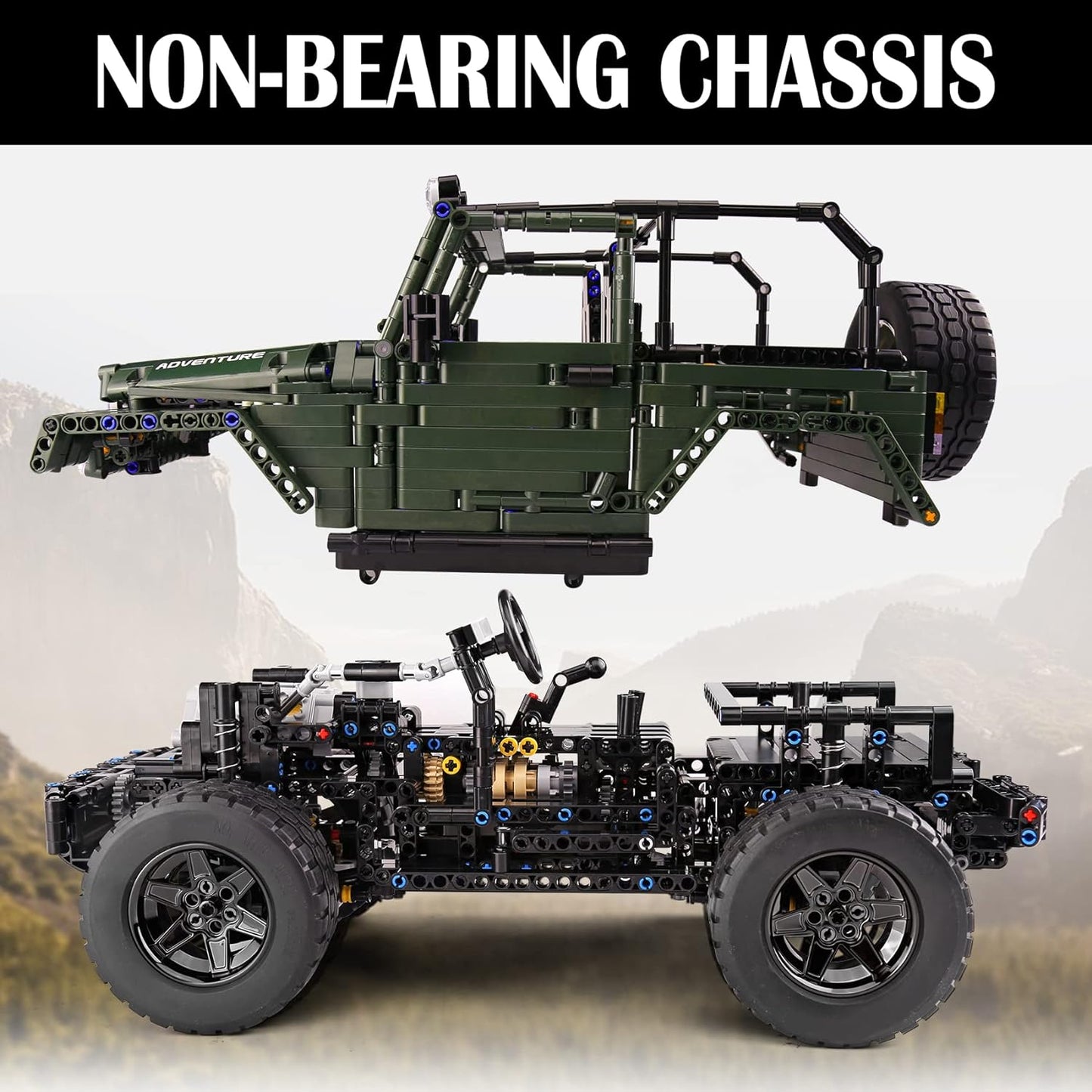 Mould King 13124D Jeep Wrangler Rubicon RC Car with 2078 pieces