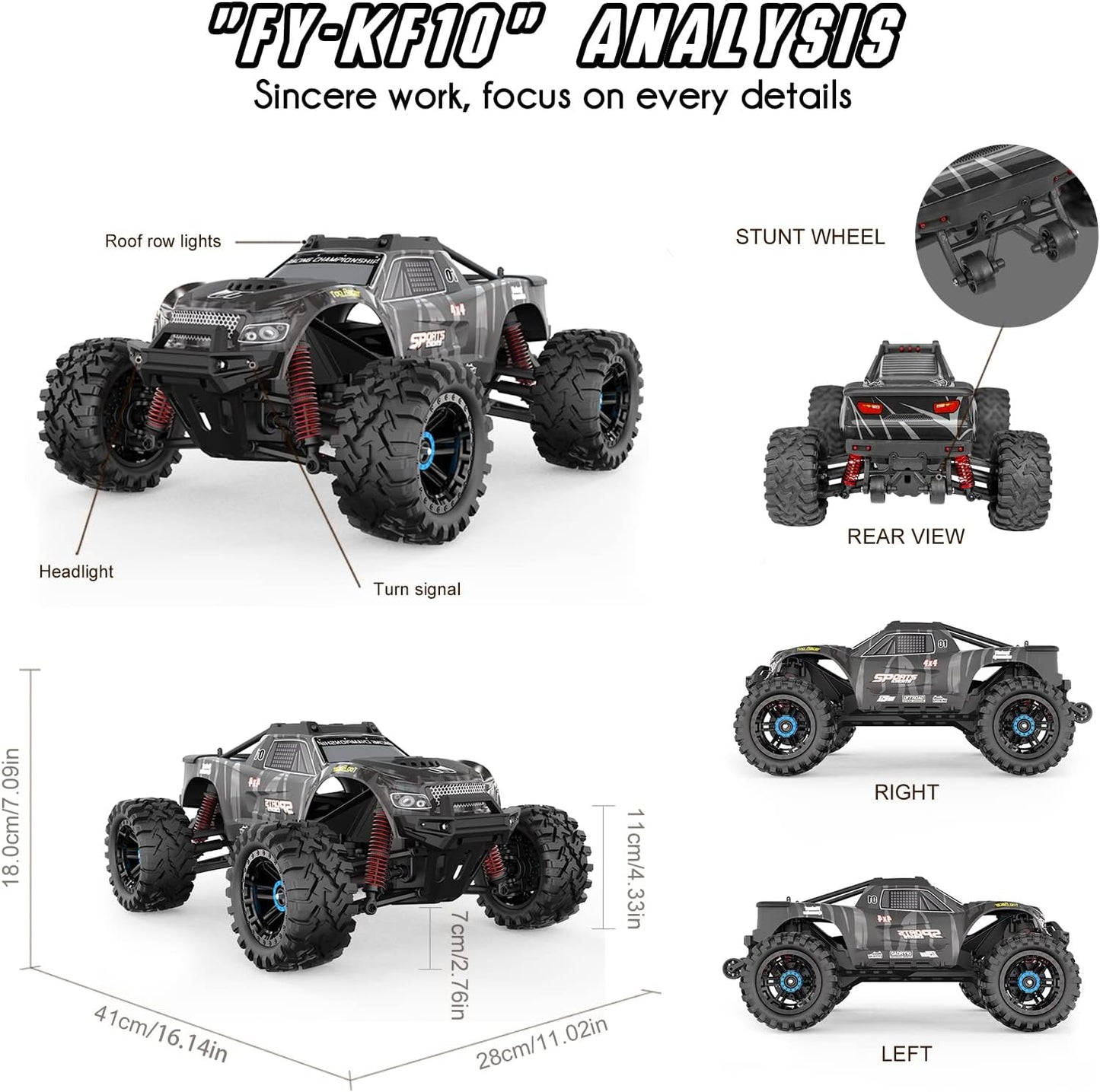 RC Car KFPLAN KF10 RTR 1/10 2.4G 4WD 45km/h Off-Road Climbing Truck Speed Glory