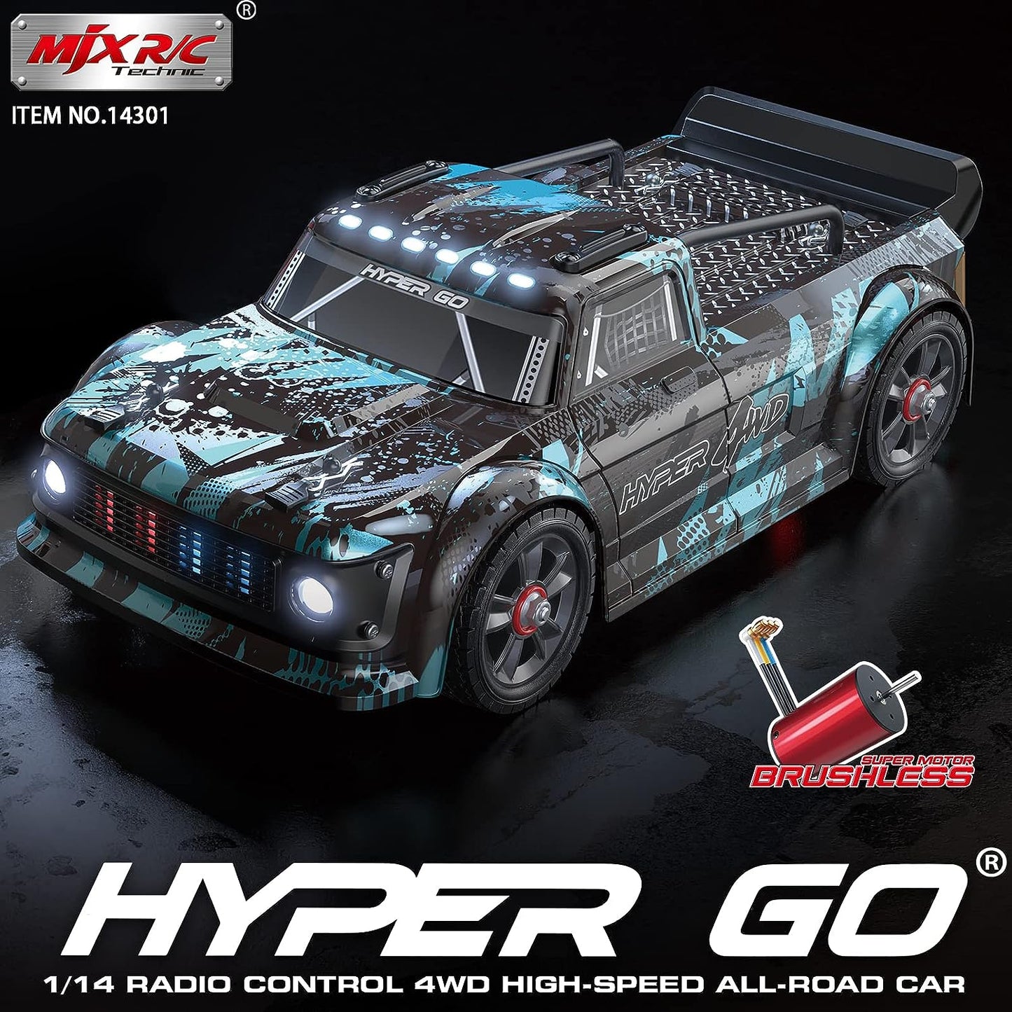 Hyper Go MJX 14301 RC Truck, 1/14 High Speed Drift Truck 42km/h, 4WD