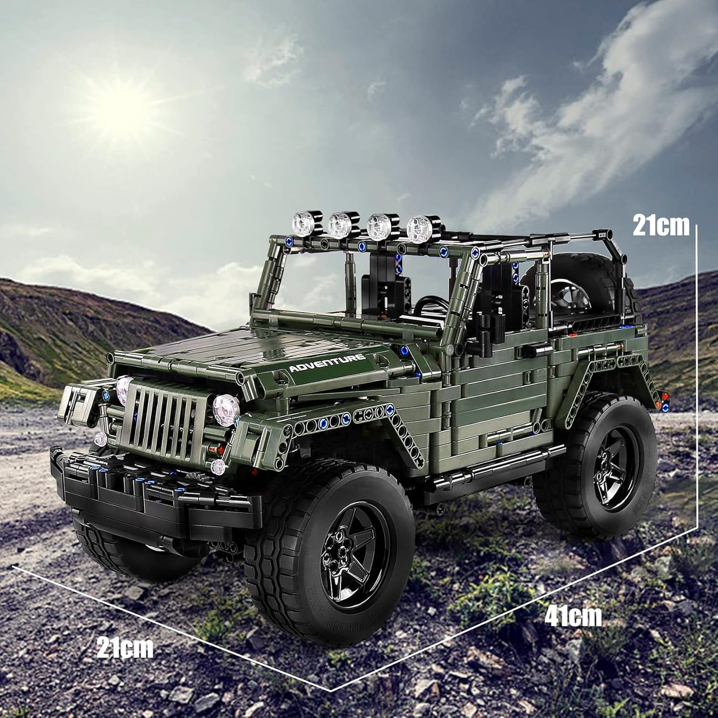 Mould King 13124D Jeep Wrangler Rubicon RC Car with 2078 pieces
