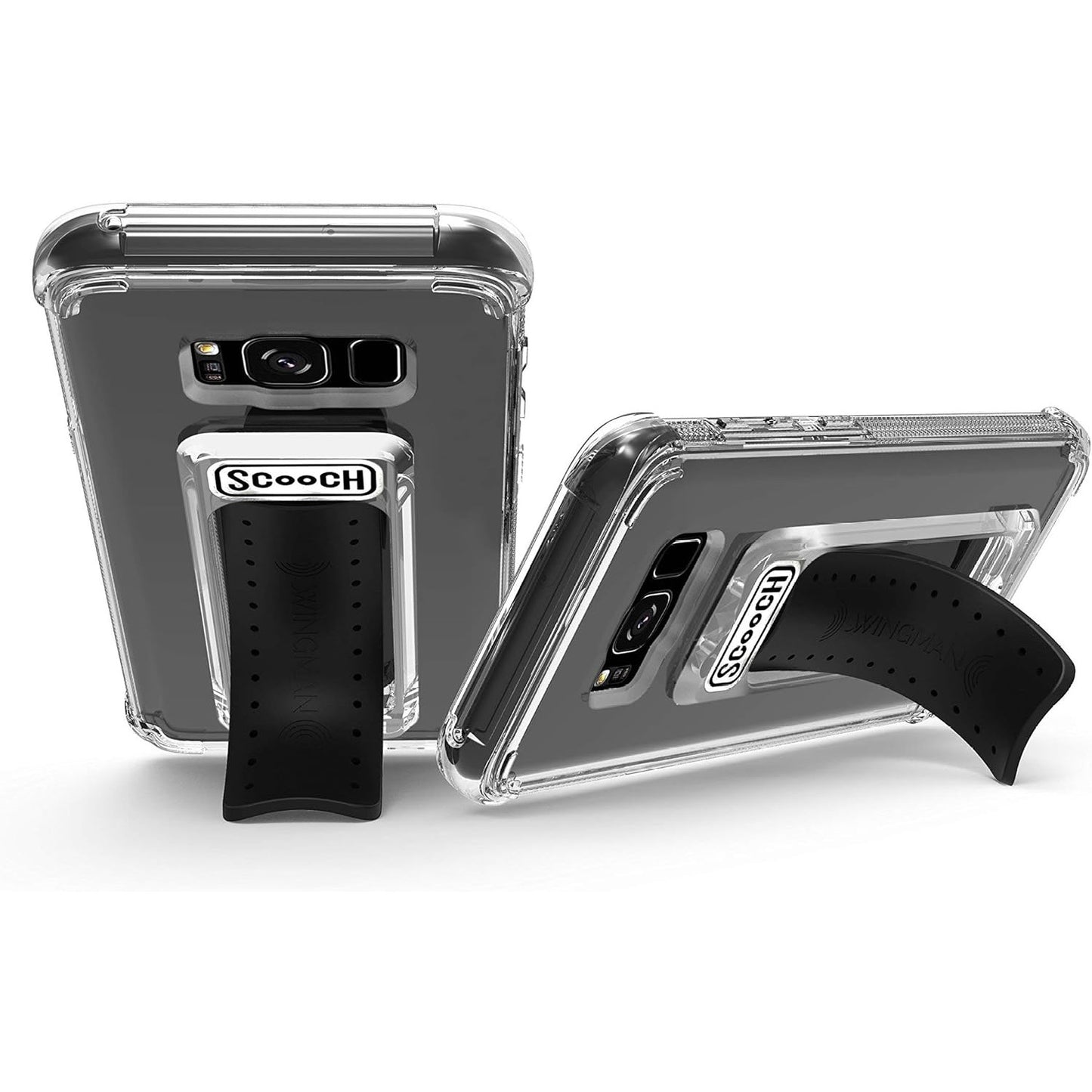 Scooch Wingman | Kickstand Case for Samsung Galaxy S8+ Shockproof Protective Cover (Clear)