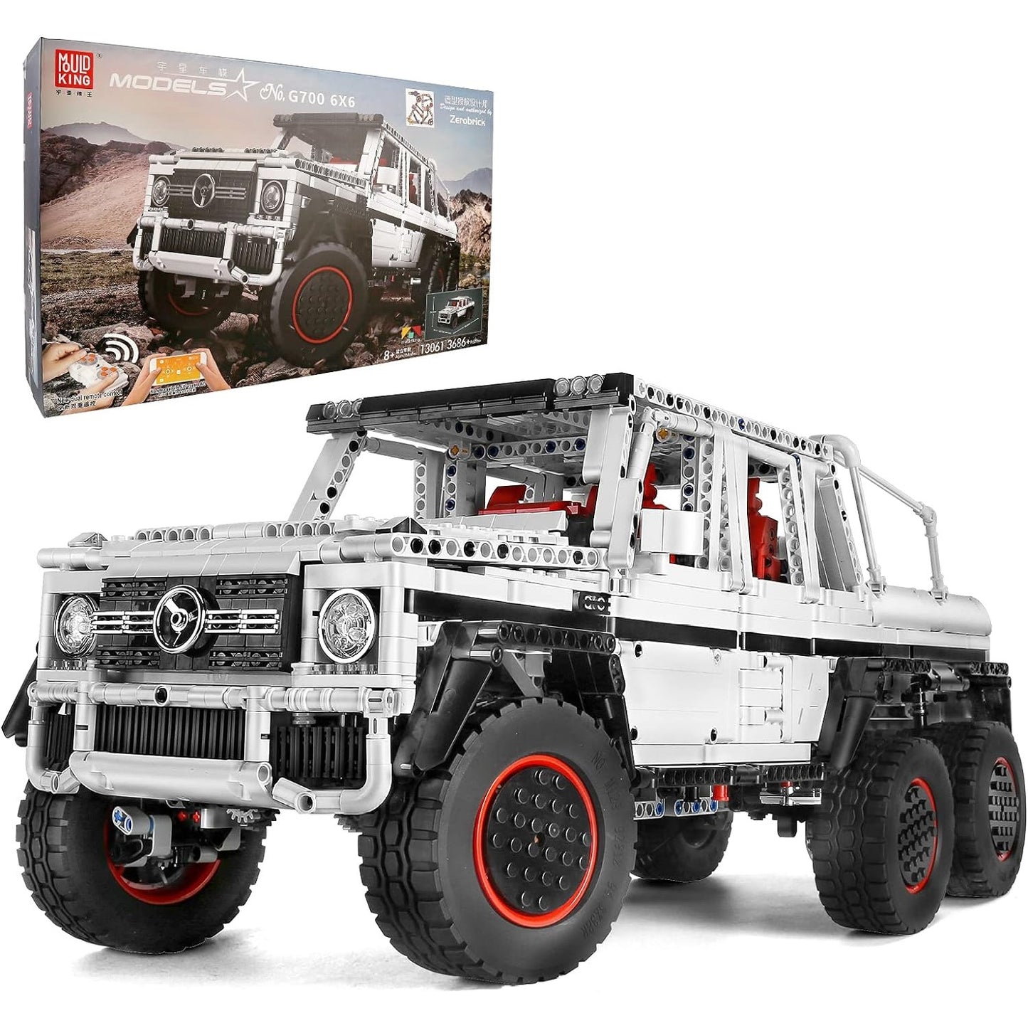 Mould King 13061 Mercedes Benz G700 6x6 RC Car with 3686 pieces