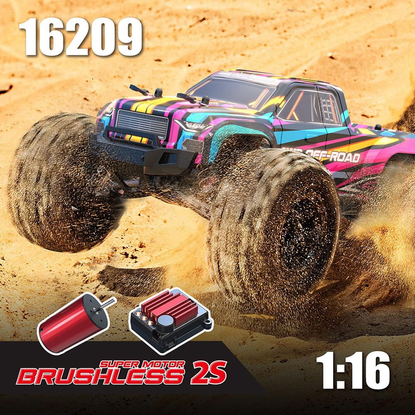 Hyper Go MJX 16209 RC Truck, 1/16 Brushless Off-Road 45km/h, 4WD