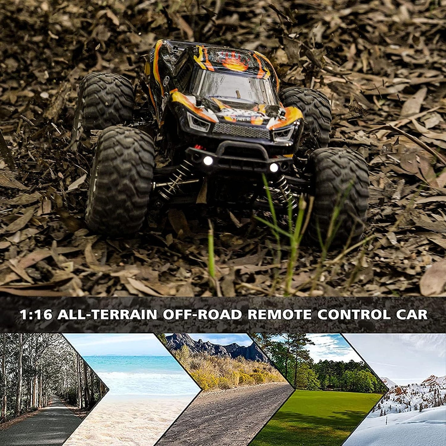 N416 4X4 Off-Road RC Monster Truck, 22MPH - 1/16 (Orange)