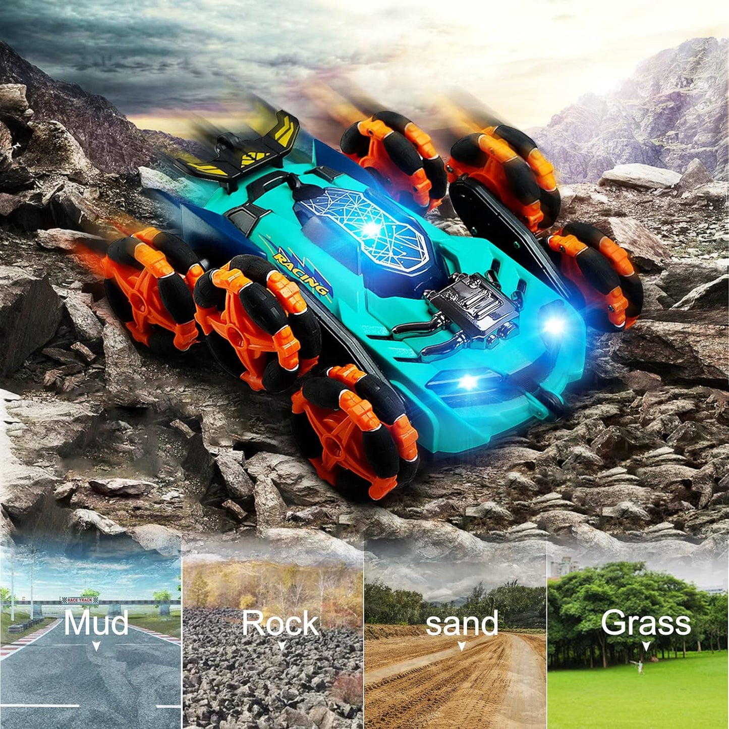HOSHI 1612 Stunt Car Drift Deformation 1/24 Scale Mini Car 2.4GHZ Six- Wheels 360 Flip