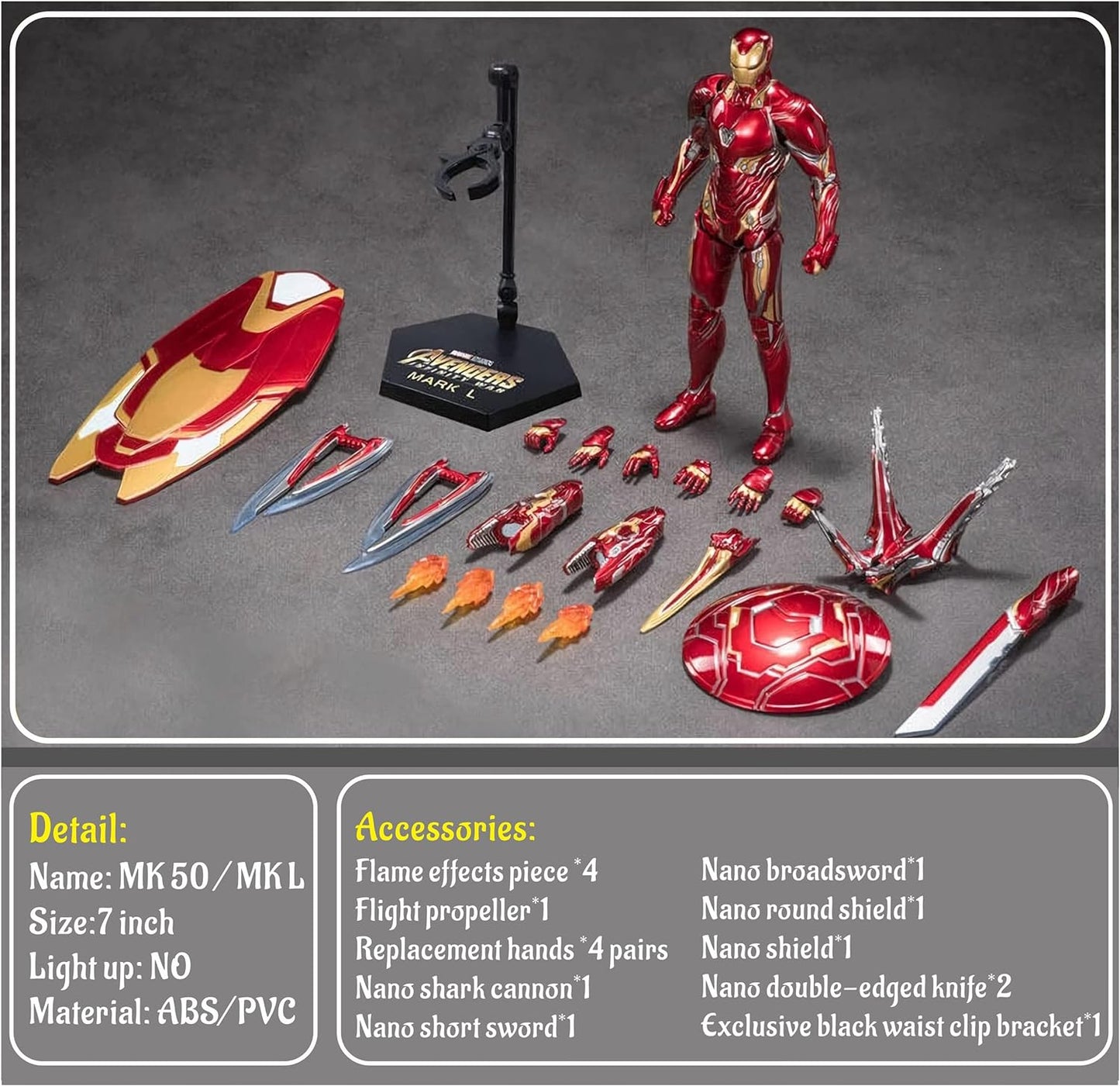 Marvel Avengers Infinity Wars Iron Man MK 50 Collectible Action Figure