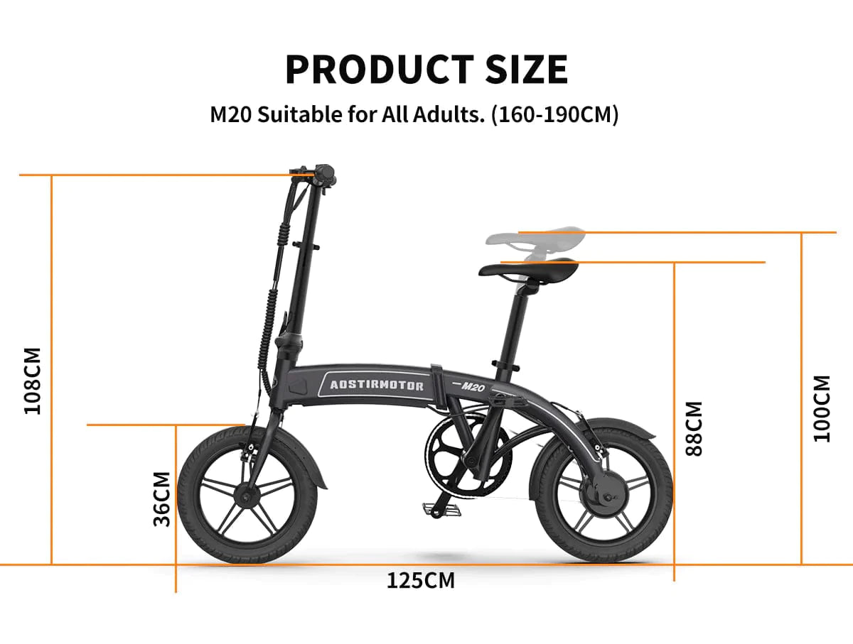 AOSTIRMOTOR M20 350W Folding Electric Bike for Adults , 14" Tire, with 36V 7.5AH Lithium Battery, Travel Up to 30 Miles, Max Speed Up to 17 MPH (Grey)