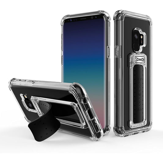 Scooch Wingman | Kickstand Case for Samsung Galaxy S9 Shockproof Protective Cover (Clear)