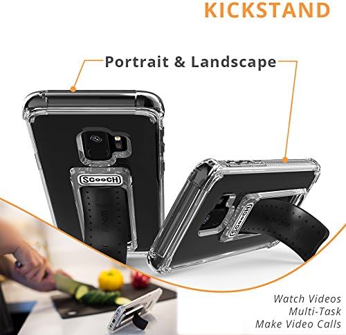 Scooch Wingman | Kickstand Case for Samsung Galaxy S9 Shockproof Protective Cover (Clear)