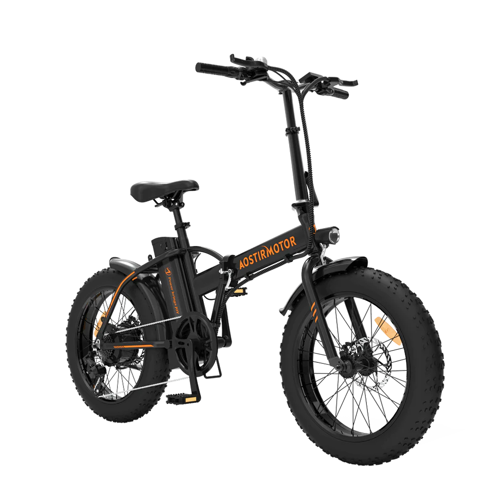 AOSTIRMOTOR A20 500W Folding Electric Bike for Adults , 20" * 4" Fat Tire, with 36V 13AH Removable Lithium Battery, Travel Up to 20 Miles, Max Speed Up to 25 MPH(Black)