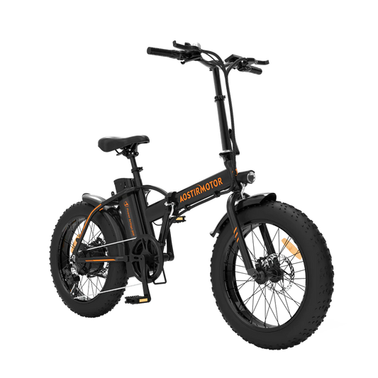 AOSTIRMOTOR A20 500W Folding Electric Bike for Adults , 20" * 4" Fat Tire, with 36V 13AH Removable Lithium Battery, Travel Up to 20 Miles, Max Speed Up to 25 MPH(Black)