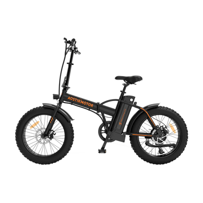 AOSTIRMOTOR A20 500W Folding Electric Bike for Adults , 20" * 4" Fat Tire, with 36V 13AH Removable Lithium Battery, Travel Up to 20 Miles, Max Speed Up to 25 MPH(Black)