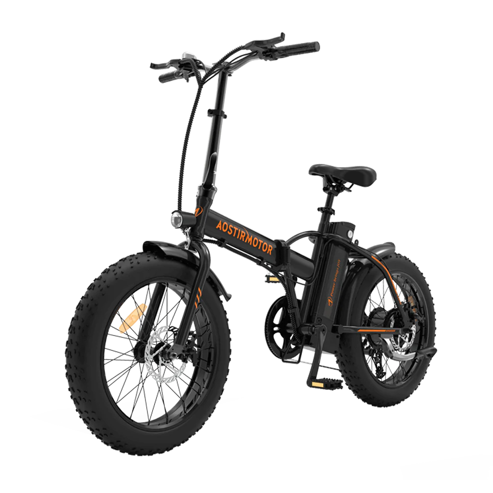 AOSTIRMOTOR A20 500W Folding Electric Bike for Adults , 20" * 4" Fat Tire, with 36V 13AH Removable Lithium Battery, Travel Up to 20 Miles, Max Speed Up to 25 MPH(Black)