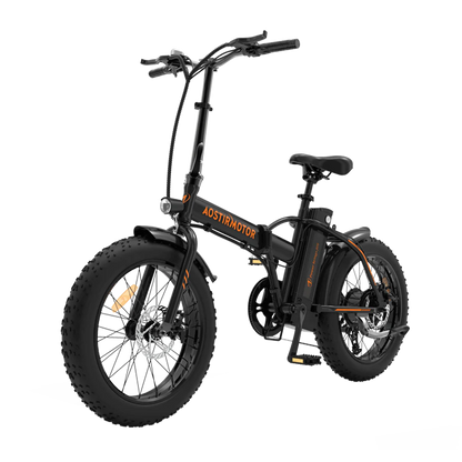 AOSTIRMOTOR A20 500W Folding Electric Bike for Adults , 20" * 4" Fat Tire, with 36V 13AH Removable Lithium Battery, Travel Up to 20 Miles, Max Speed Up to 25 MPH(Black)